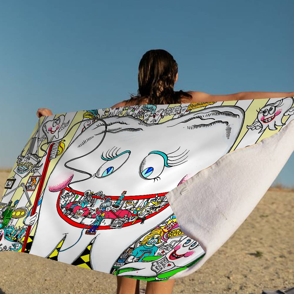 The Dentist Tooth Beach Towel Colorful Bath Towels For Girl Microfiber Quick Dry Custom Sand Free Beach Yoga Spa Gym Pool
