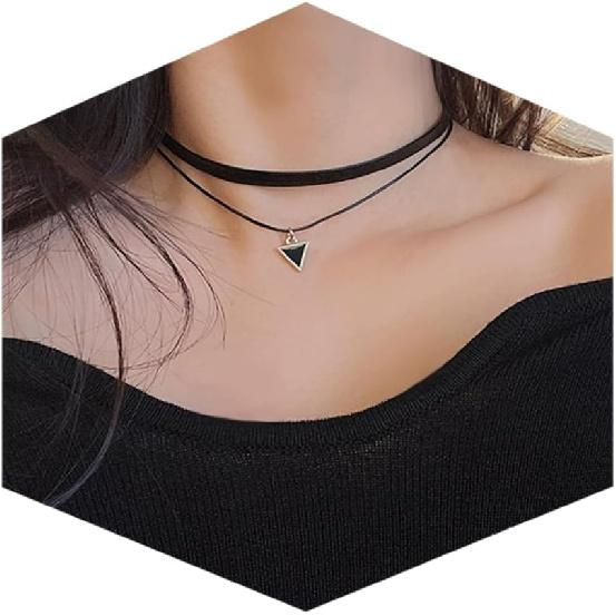 Fesciory Schwarze Halskette für Damen, Verstellbarer Täglicher Goth Schmuck Geschenk | Verstellbare Passform, Enganliegende Schwarze Halskette, Spitze Samt Perlen oder Anhänger