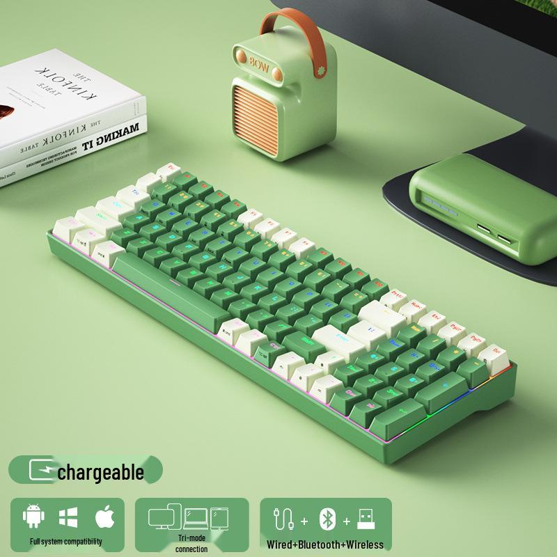 

Механическая клавиатура BOW G100D с тремя режимами: С возможностью горячей замены, Проводная/Bluetooth, Киберспортивный гейминг, Полная защита от фантомных нажатий, С подсветкой