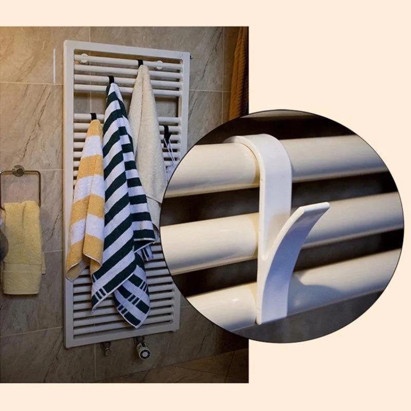 2/4/6pcs Radiator Hooks for Towels, Adhesive Bathroom Shower Hanger, No-Drill Clips for Clothes Scarf Storage