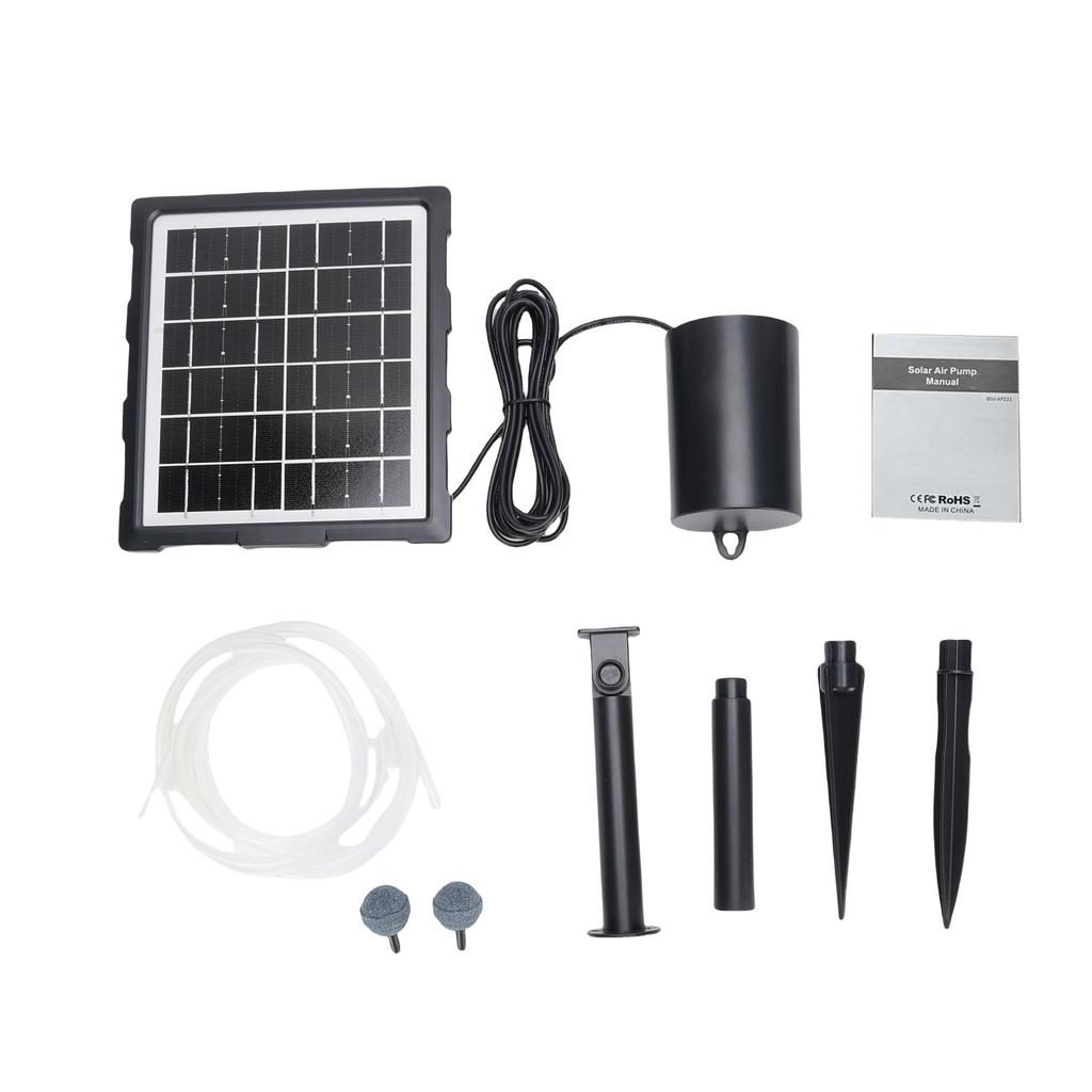 Solar Oxygen Aerator Pump with 3 Modes 60H Runtime ABS Solar Panel Water Oxygenating Pump IP65 Waterproof for Pond