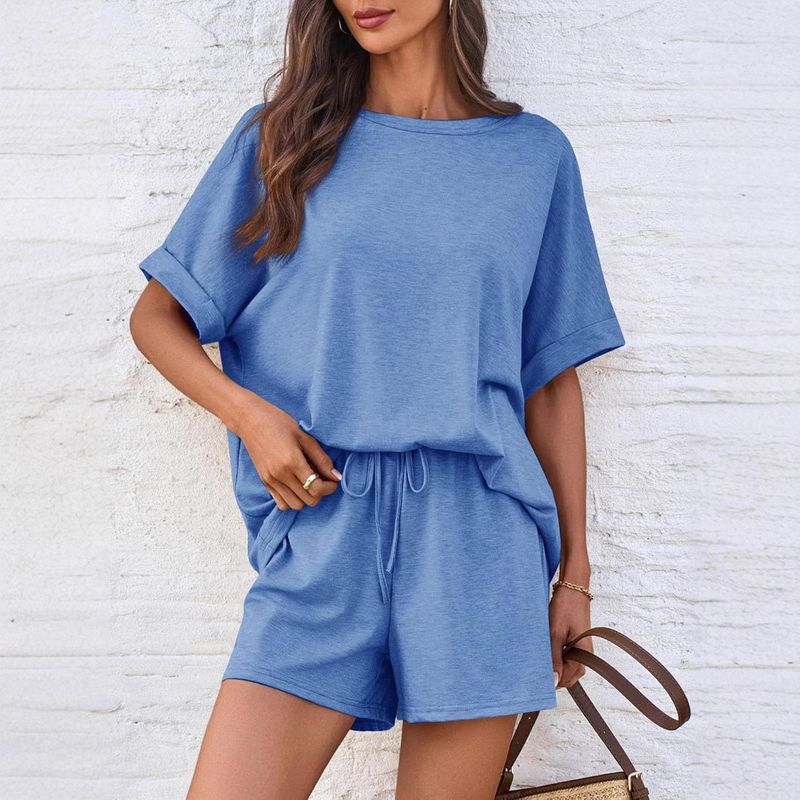 Women 2 Piece Outfits Short Sleeve Tops and Shorts Casual Suit Female