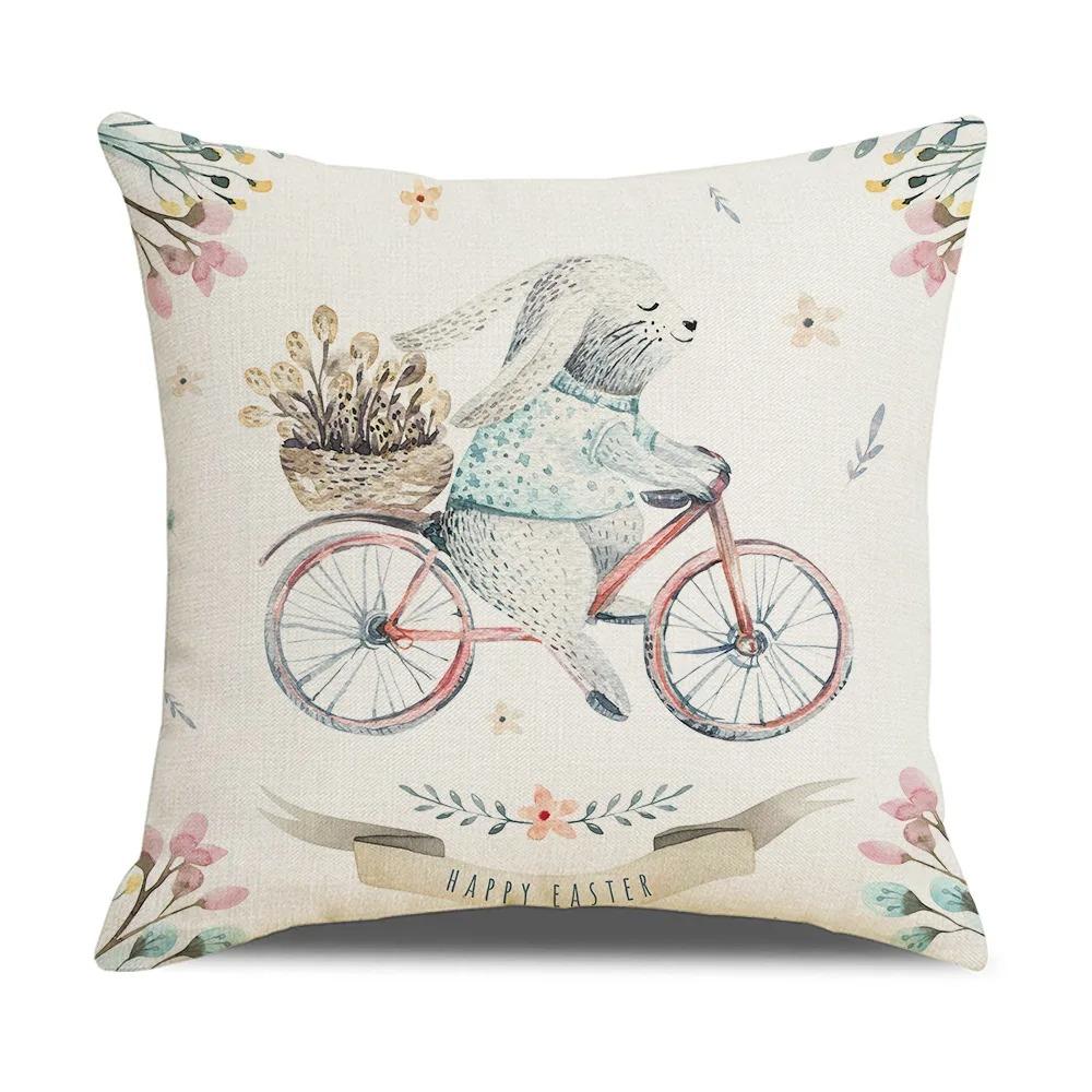 Home Decor Easter Rabbit Floral Pattern Cushion Covers Pattern Cushion Cover Suitable For Sofa Bedroom Car Pillow Cover