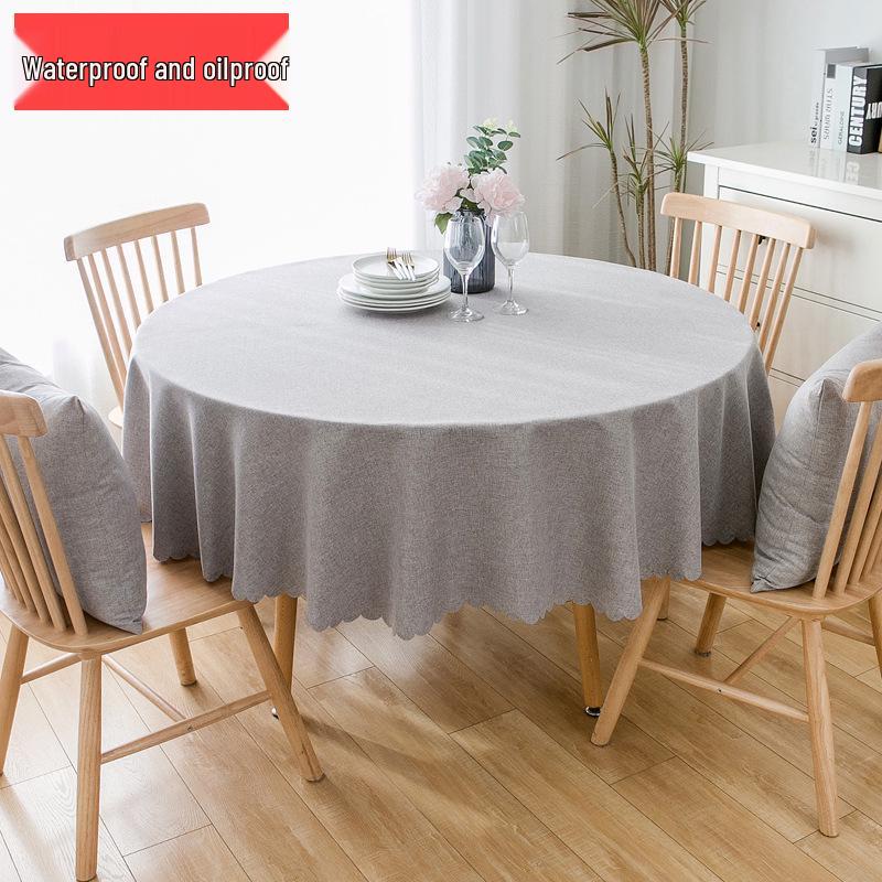 Waterproof Oil-Proof Solid Color Round Tablecloth for Dining, Hotel, and Home