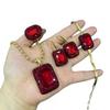 Elegant Crystal Jewelry Set Women Necklace Earrings Ring Bracelet With Geometric Star Moon Cloud Motifs