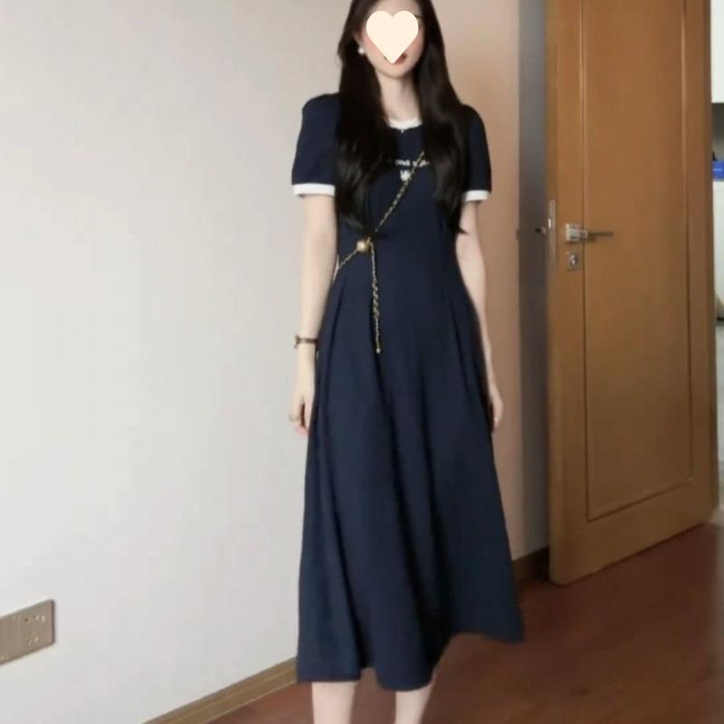 Large size high-end light luxury dress women's summer new waist and thin temperament skirt