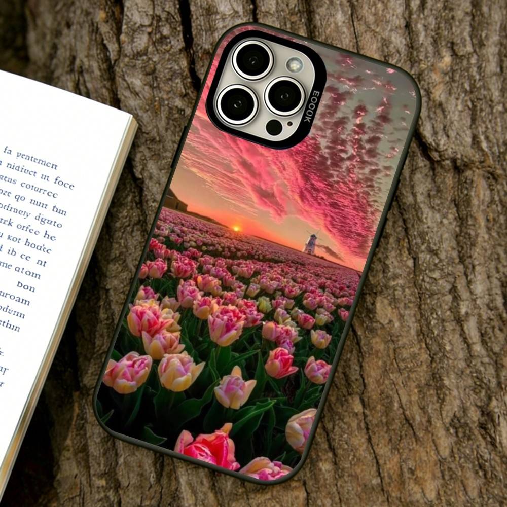 

Flower Sea Phone Case For iPhone 17,16,15,14,13,12,11 Plus,Pro Max,XS,Colored Silver Plated Inside Cover iPhone16Plus