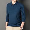 Maglietta Polo Colletto Manica Lunga Uomo Rigata Moda Uomo Maglia Base Capo Sopra