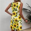 Robe d'été décontractée à fleurs pour femme, col rond, sans manches