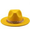 Winter Men's Woolen Jazz Hat New Large Eave Hat Fashionable Flat Brimmed Top Hat