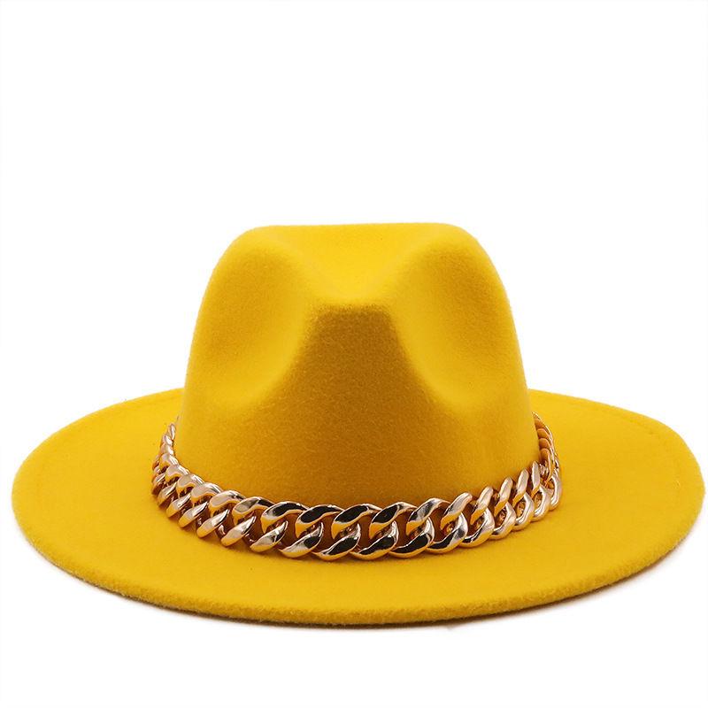 Winter Men's Woolen Jazz Hat New Large Eave Hat Fashionable Flat Brimmed Top Hat