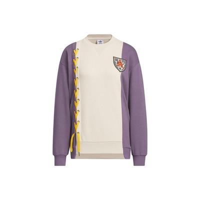 Color Block Loose Fit Long Sleeve Sweatshirt for Women, Light Ivory