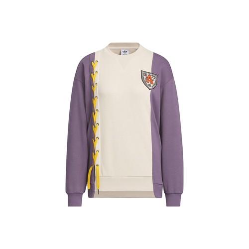 

adidas Color Block Loose Fit Long Sleeve Sweatshirt for Women, Light Ivory XS слоновая кость