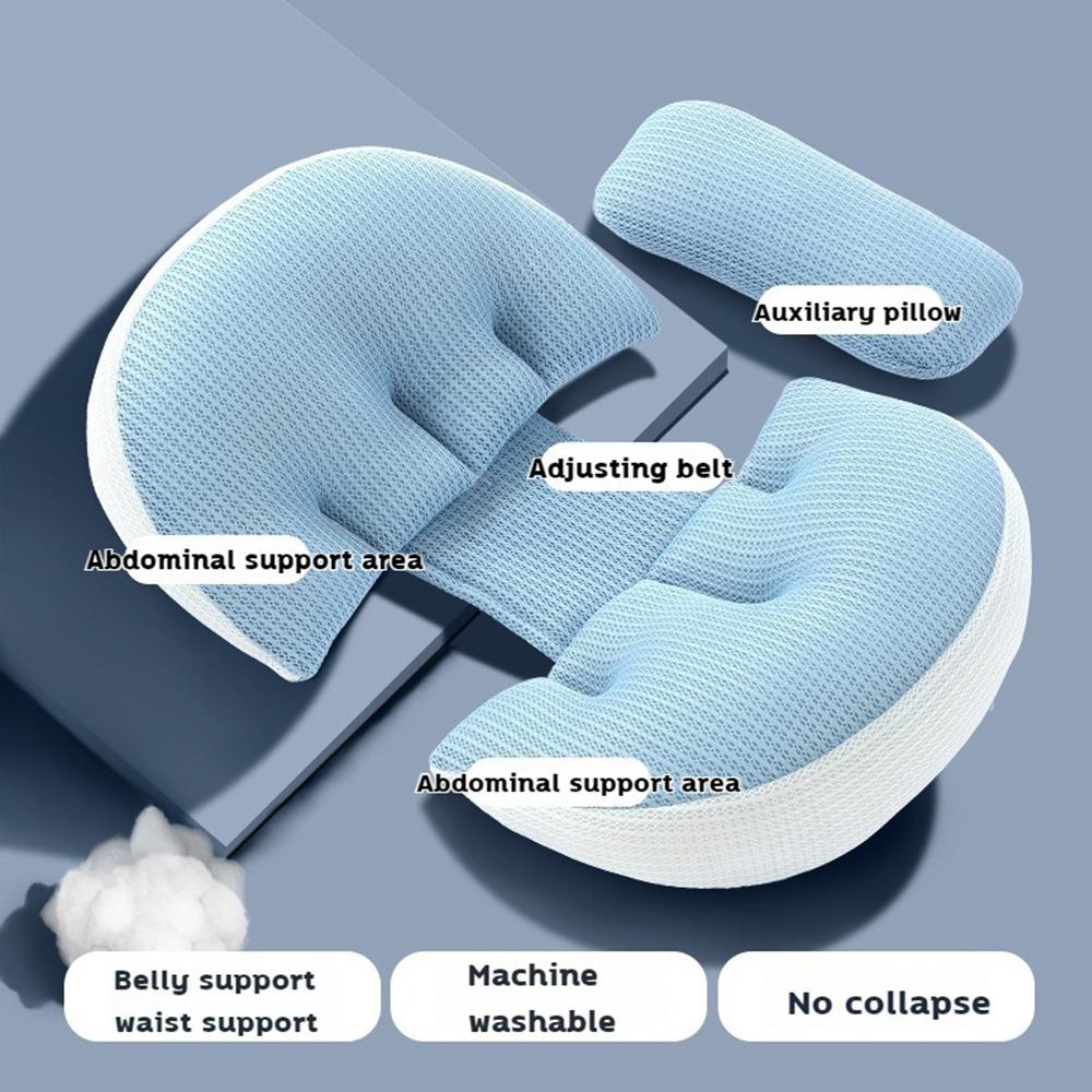 New Abdominal Support Pregnant Women Pillow U-shaped Adjustable Side Lying Pillows Multi-Functional Waist Protection Pillows синий