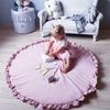 100cm Kids Round Ruffled Baby Play Mats Soft Cotton Crawling Pad Kids Game Mat Kids Room Decor