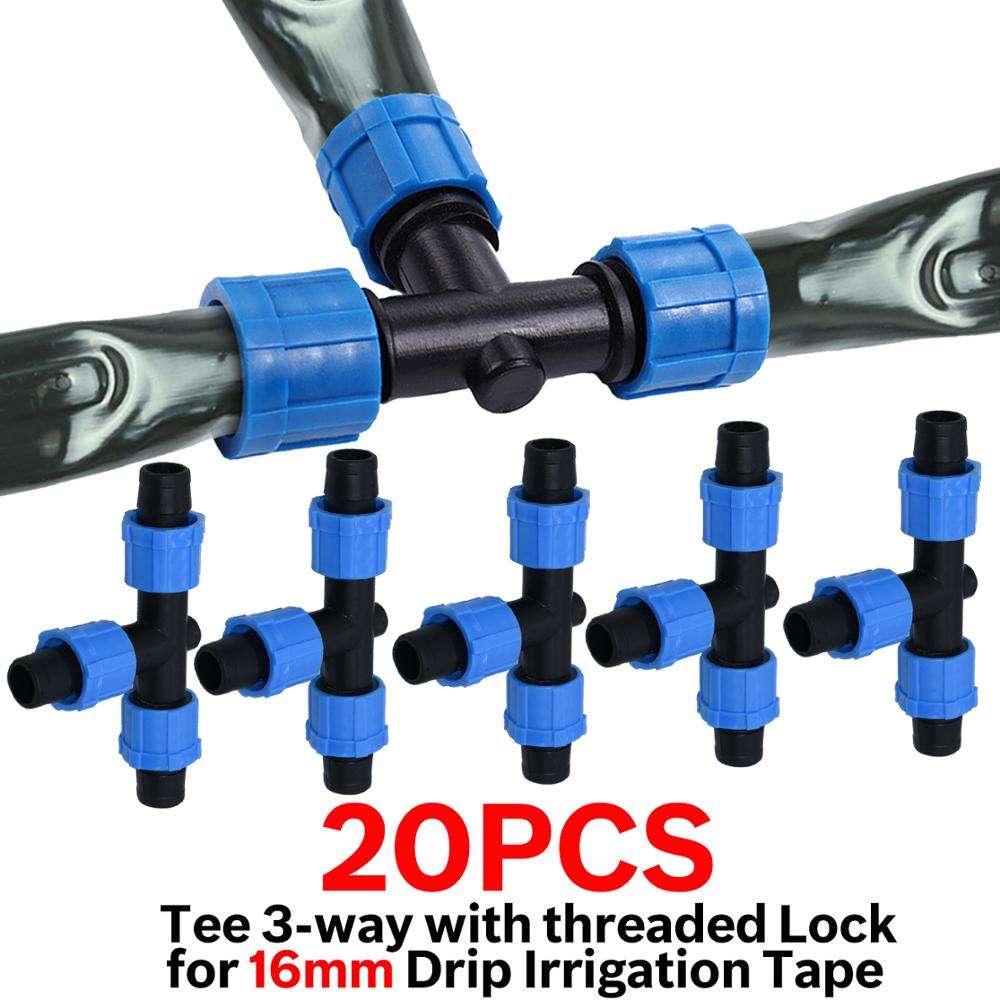 16mm 5/8" Drip Irrigation Tape Shut-Off Valve End Plug Connector Thread Lock Garden Watering System Greenyhouse to PVC Hard Pipe