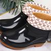 Womens Rain Boots Fashion Antiskid Short Rain Boot Round Head Radian PVC Plastic Rain Boots