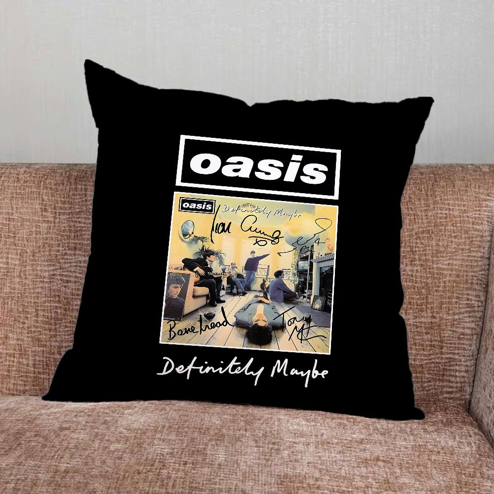 Music O-Oasis Band Pillow Case For Home Bedroom Car Office Decoration Living Room Sofa Cushion Cover Suitable