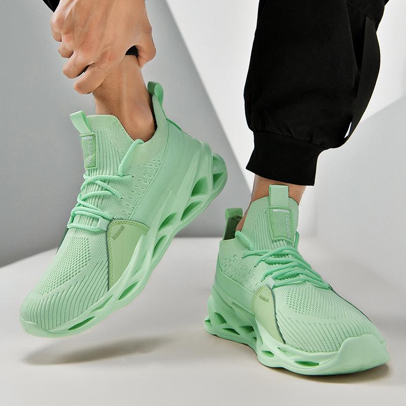Men Fashion Knitted Running Sports Shoes Breathable Causal Sneakers Light Elastic Outdoor Shoes for Jogging Training