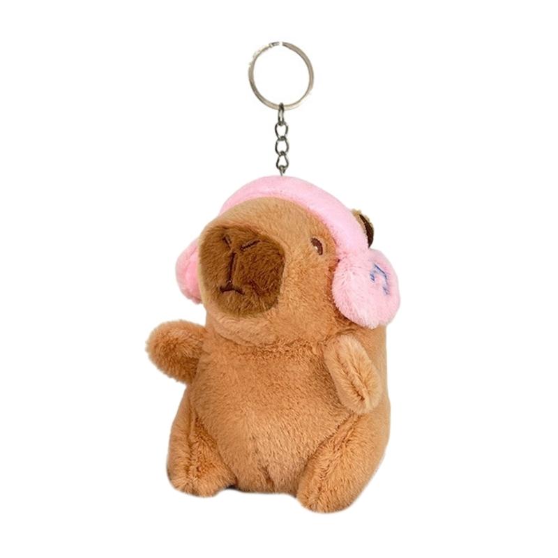 Fashionable Elegant Color Capybaras Keychain Charm Lovely Dress Up Sturdy Plush Pendant for Bags and Keys Decoration