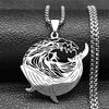 Whale Surf Riding Necklace For Women Men Stainless Steel Gold Color Sports Brave Faith Male Chain Jewelry Gifts Colares