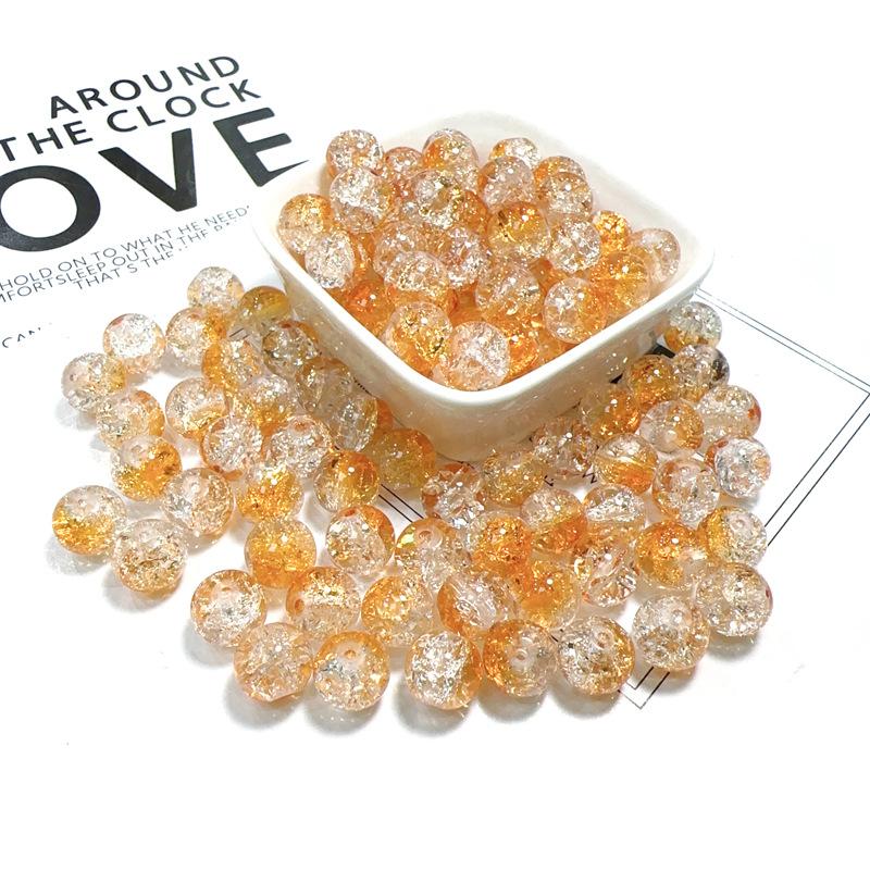 10mm Crackle Glass Round Beads, Loose Spacer Beads DIY Accessories for Bracelet Making 50pcs