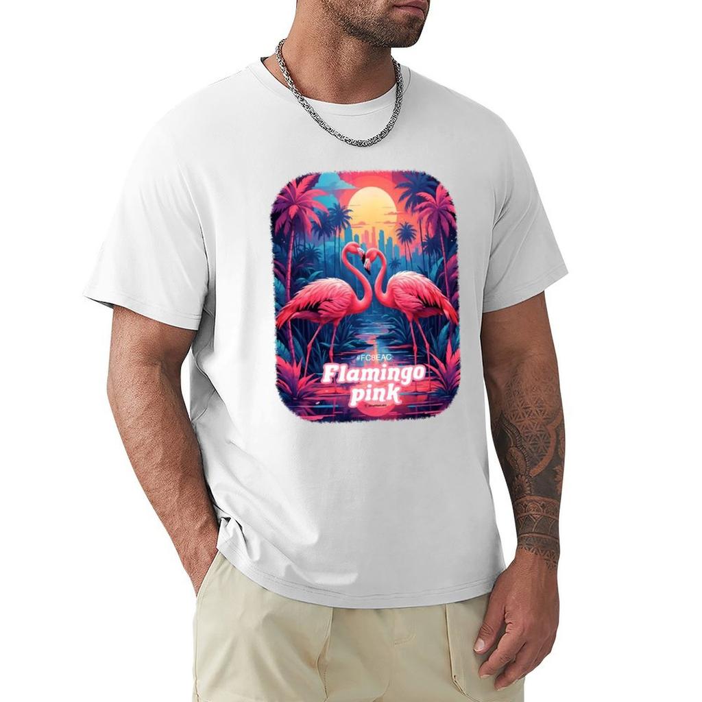 Flamingo Pink T-Shirt Graphic Tee Shirt Funnys Men Clothes