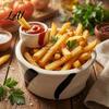 Modern Dining Table Decor French Fries Bowl with Sauce Dipping Compartment Heat Resistant Ceramic Snack Functional Tray Server Microwave Safe