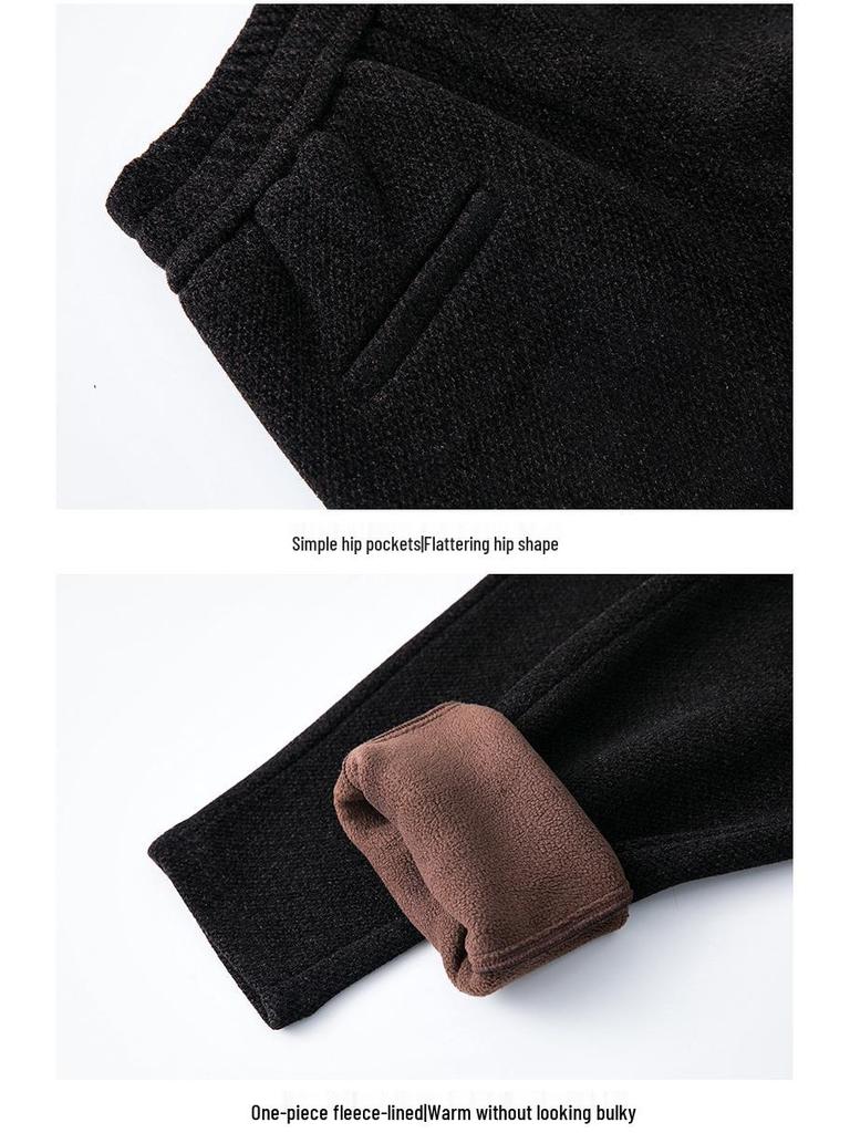Women's High-Waisted Fleece-Lined Cigarette Pants, 2024 Winter Style, Warm Thickened Plus Size Casuals