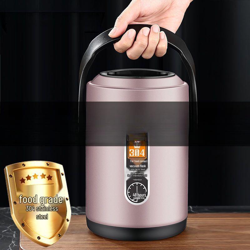 Large Capacity 304 Stainless Steel Double-Layer Insulated Lunch Box with Lid - Food Grade for Office Workers and Students