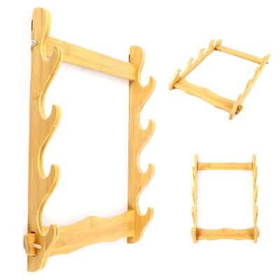 4 Wall Mount Wooden Gun Rack Natural Wood Finish Gun Storage Shelf Holder