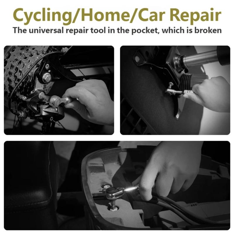 1/4" Drive Ratchet Handle 360 Swivels Head Mini Ratchet Wrench Antiskid Handle For Electronics Repair