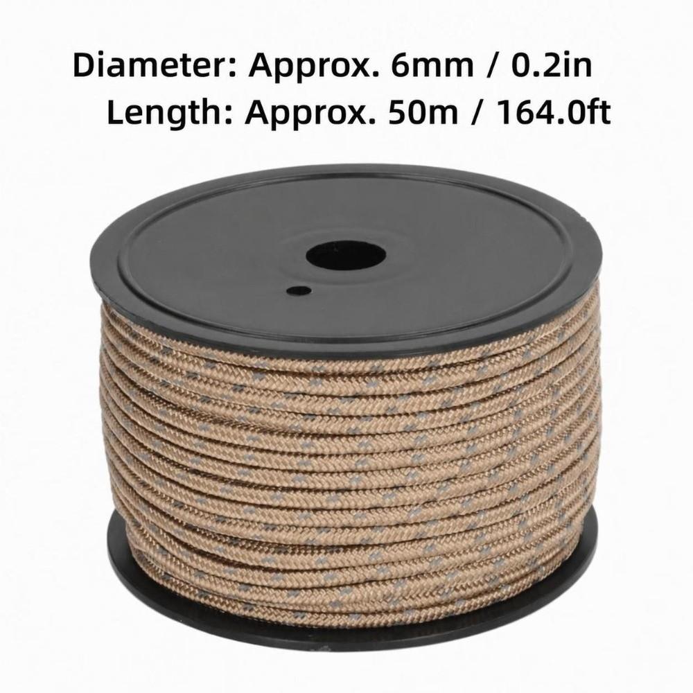 6mm Diameter Camping Guyline Cord PP Windproof Camping Rope Bold Reflective Tent Rope  Camping