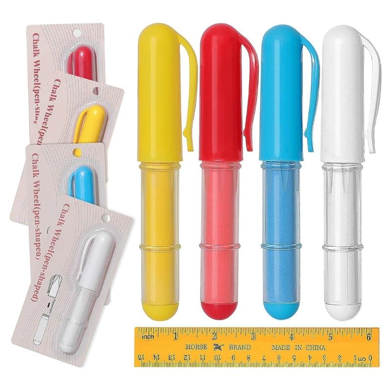 4/5 Pcs/Set Fabric Chalk Markers Pen-shaped Chalk Wheel Erase Tailors Chalk Sewings Chalk Crafting Tool for Quilting