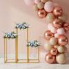 3PCS Geometric Flower Stand, Elegant Metal Wedding Display Box, Tabletop Vase Holder, Party Decor, Versatile Event Centerpiece