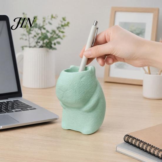 Colorful Desktop Pen Holder Standing Capybara Holder, Cute Animal Desk Organizer for Pens Makeup Fresh Blue Brushes, Large Capacity Pencil Stand