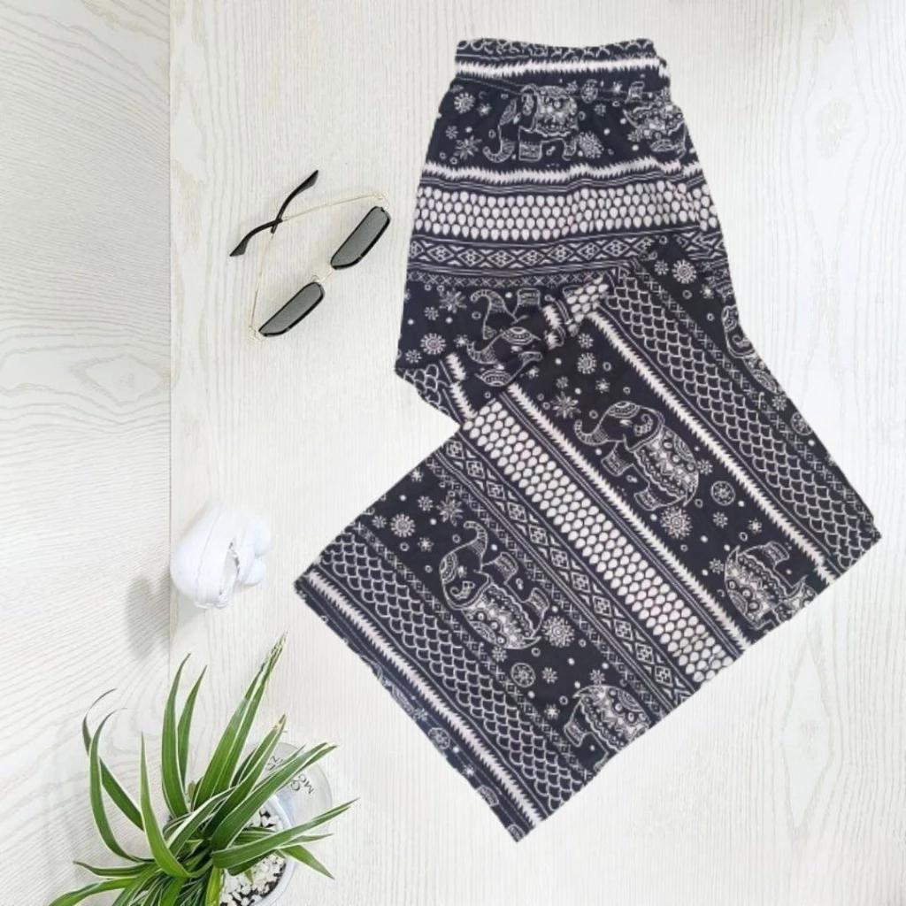 Elephant Pants Adjustable Elastic High Waistband Strap Loose Leg Unisex Man Women Print Thailand Casual Streetwear Beach Bohemian Retro Vintage