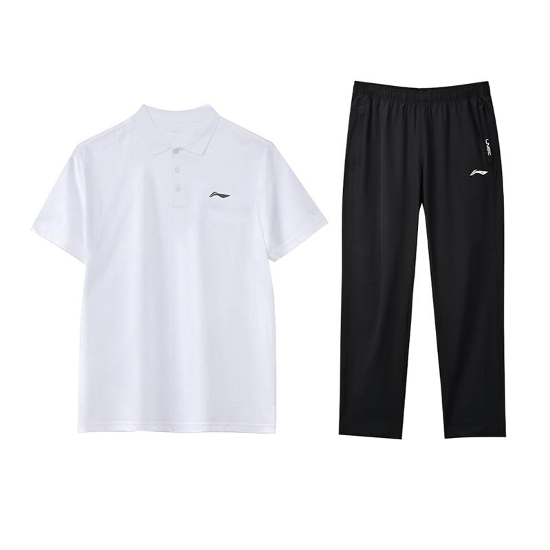 

Спортивный костюм унисекс Li Ning с принтом логотипа, легкий, удобный, повседневный, YPLU073-1+YYKU143-1, стандартный - белый, стандартный - черный M