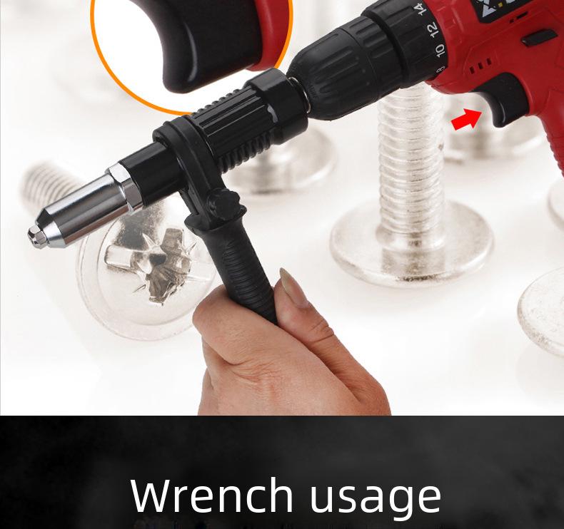 Adaptor pistol electric cu acumulator pentru piulițe nituibile și accesorii pentru scule de nituit