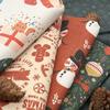 0.5m/1m/2m Cotton Linen Christmas Print Fabric For Tablecloths, Curtains, Christmas Decoration, Sofa Pillows Handmade DIY Fabric