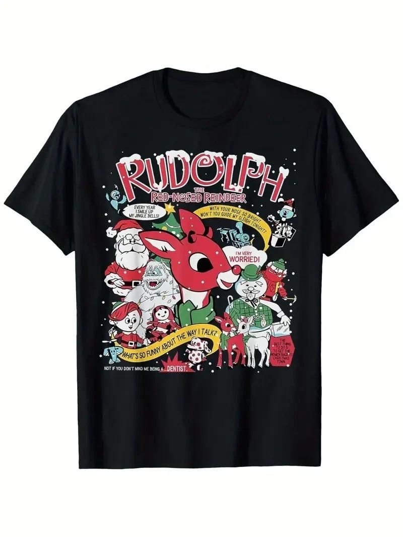 Festive Rudolph Graphic T-Shirt, Rudolph Christmas Shirt Q4589 M