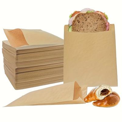 1 sett/100 stk Kraftpapir smørbrødpose Oljebestandig voksbelagt lunsjpose wienerbrød og kjeks Sandwichsnack Popcorn, stekt deigring Kakebrødpose