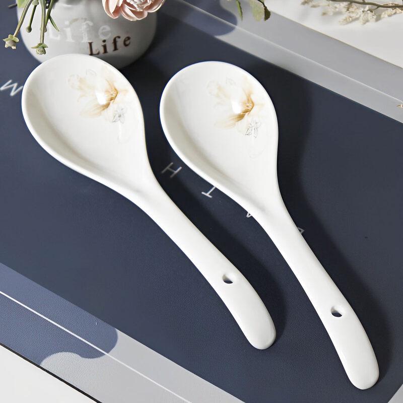 10-Piece Chinese Ceramic Small Spoon Set