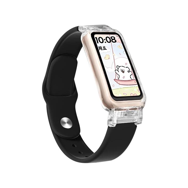 

Прозрачный чехол+ремешок Для Huawei Band 10/9/9 NFC Аксессуары Спортивный силиконовый браслет для часов correa для Huawei Bands 8/8NFC Чехол For Huawei Band 10 чёрный