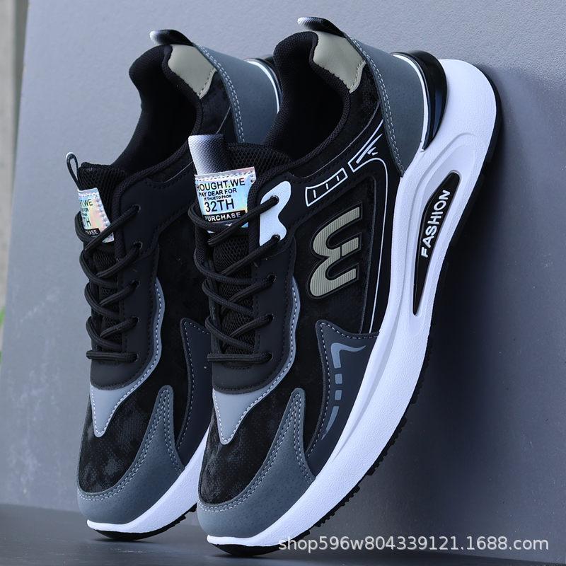 Men's Shoes Autumn and Winter New Leather Waterproof Sports Shoes Trendy Casual Shoes Versatile Non-slip Wear-resistant Deodorant Running Shoes