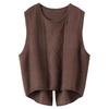 Herbst und Winter Damen Reiner Woll Verdickter Rundhals Strickweste Ärmellos Einfarbig Vielseitiges Kaschmir Tanktop