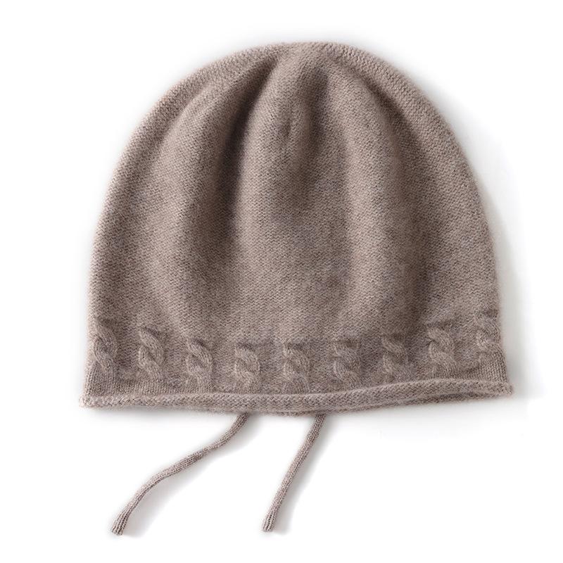 Winter new cashmere hat women's sports outdoor riding ear protection warm head hat drawstring sleeve head cold hat