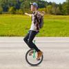 18in Green Manganese Steel Outdoor Unicycle,73-85cm Adjustabl Wheel Bike Assembly Required Suitable 1.4-1.65m for Students