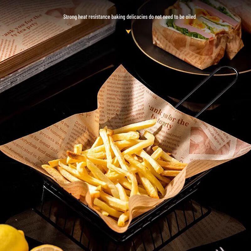 English Newspaper Style Disposable Baking Greaseproof Kraft Paper Mats