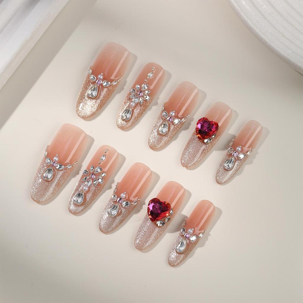 Zhuo Shi Mei Handmade Blinking Cat Eye Nail Stickers - French Detachable Light Luxury Whitening Manicure